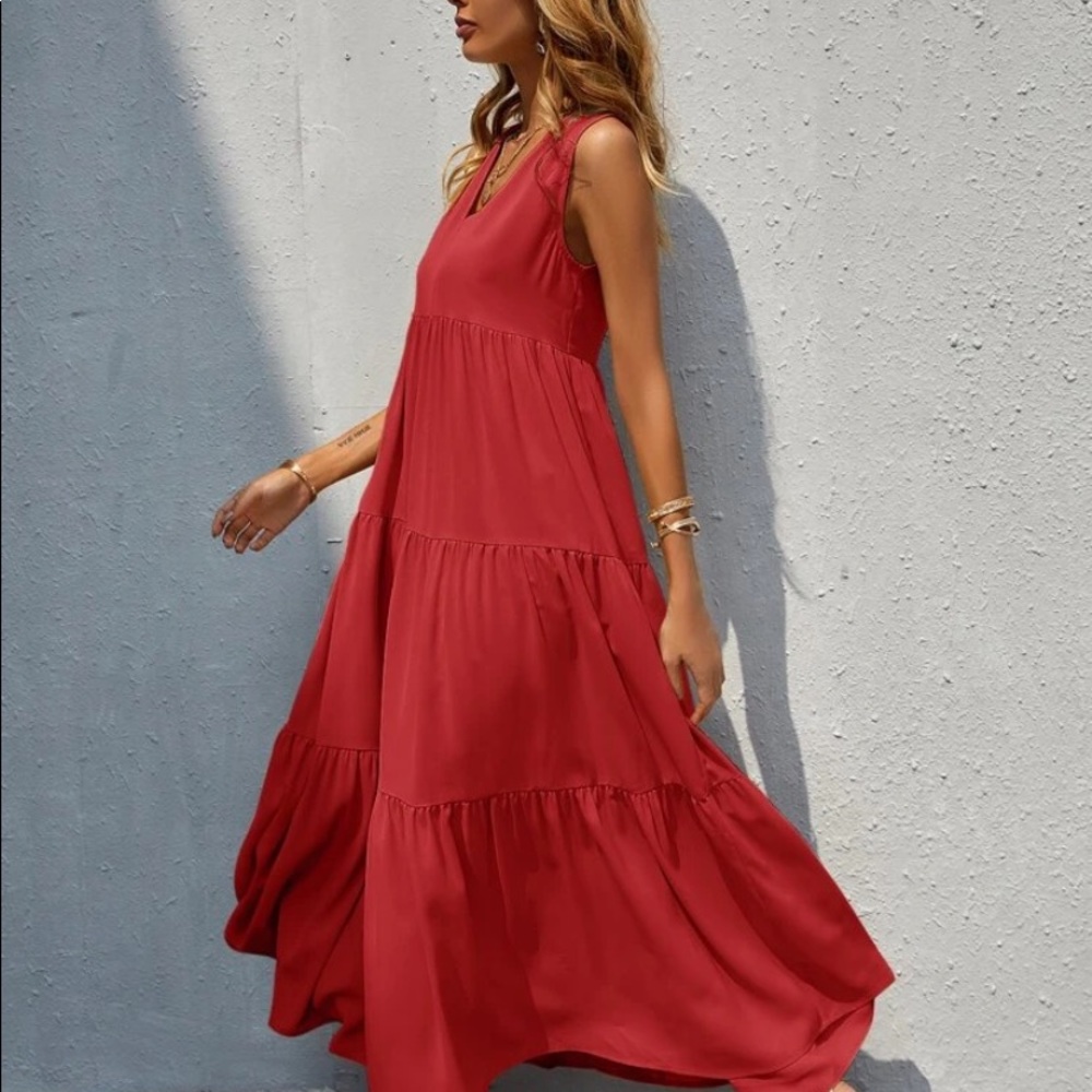 Boho V neck ruffle hem maxi dress - Picture 14 of 15